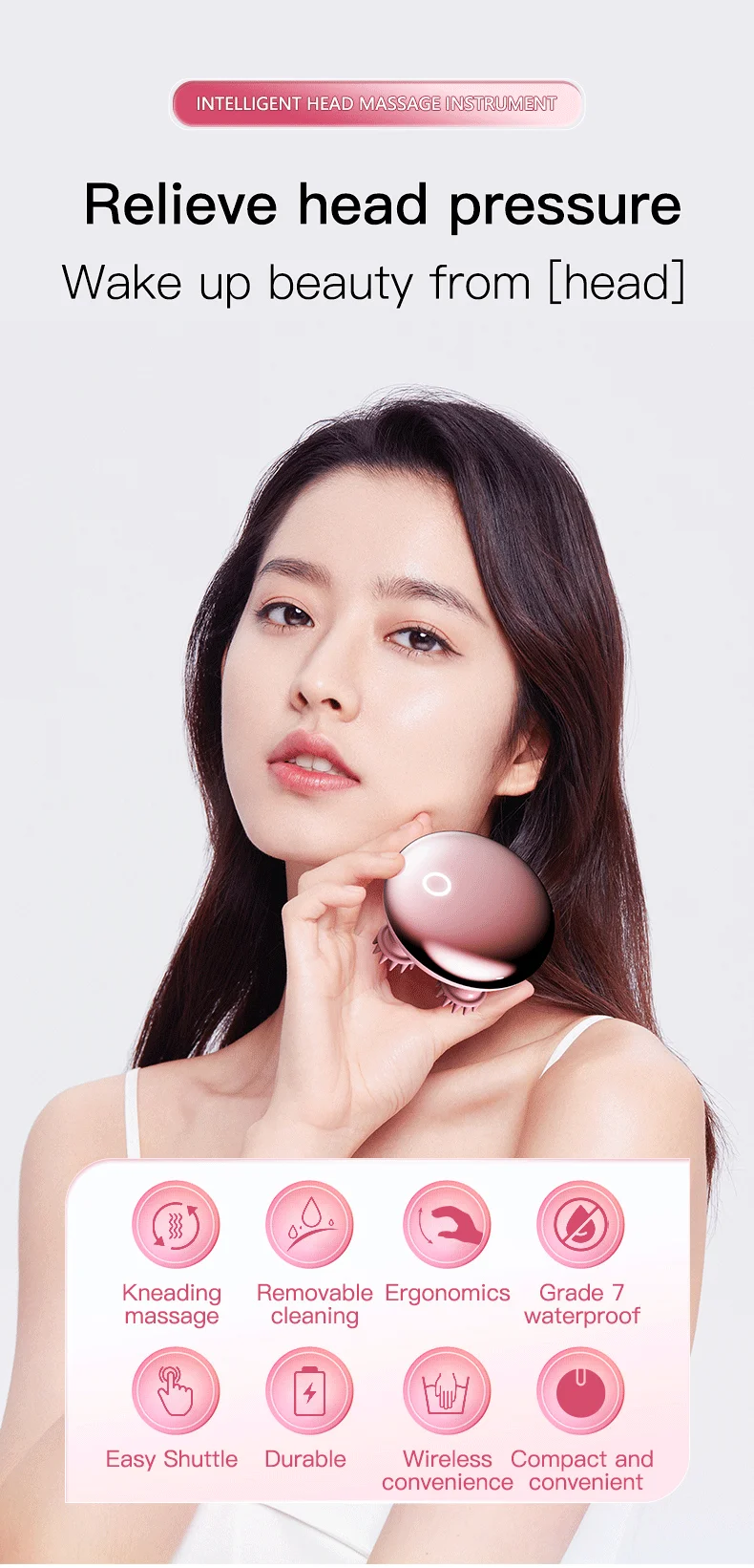 Handheld Electric Cordless Waterproof Head Scratcher Hair Scalp