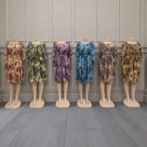 European and American Women's Summer New Round Neck Long-Sleeved Loose Printed Dress