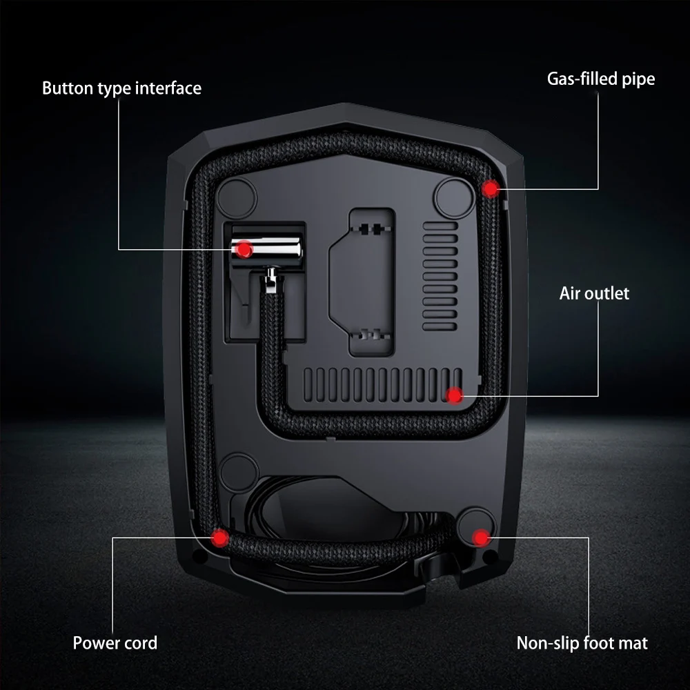 Digital Tire Inflator 12V ABS Portable Air Compressor 150 PSI for Cars Motorcycles Bicycles Balls Emergency Light Tire Pressure - view 5