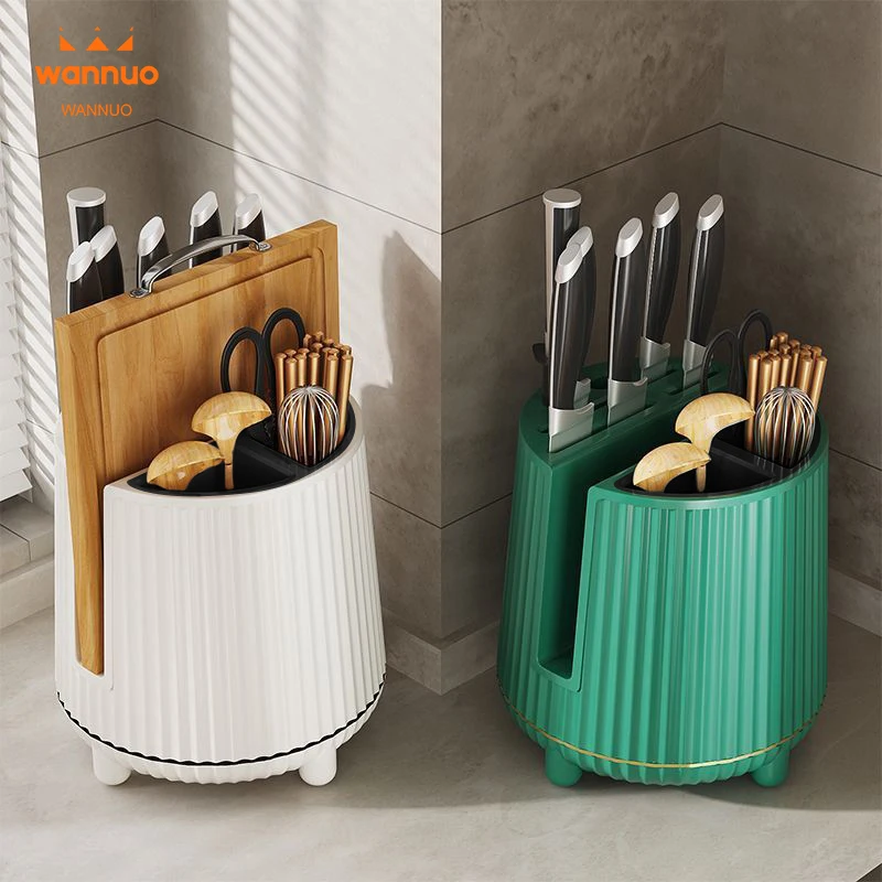 Wannuo Rotatable Kitchen Knife Holder Multifunctional Spoon and Chopsticks Holder Kitchen Knives & Accessories