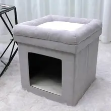 House Linen Fabric Ottoman Foldable Dog House Pet Ottoman House Seat Footstool
