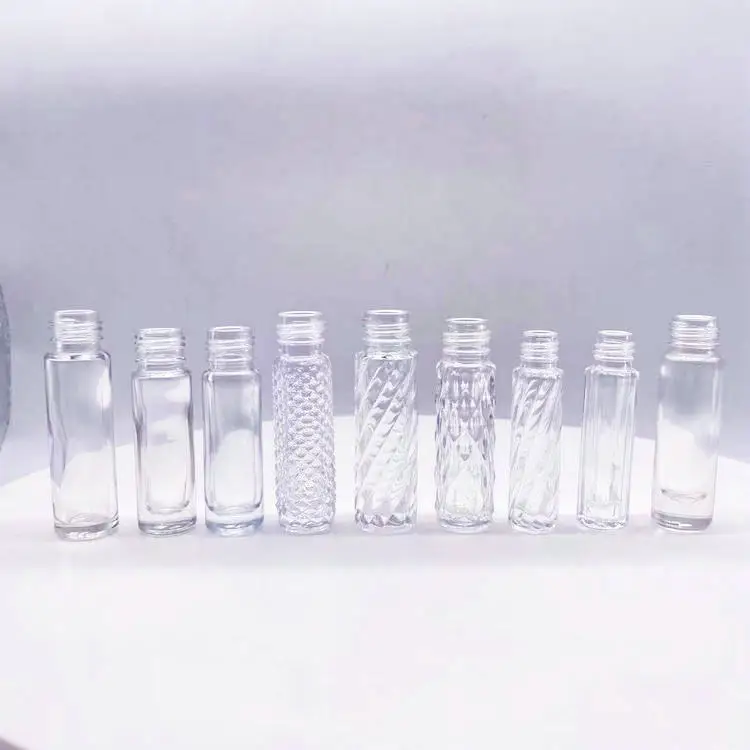 Wholesale Factory Direct 3ml 4ml 5ml 6ml 8ml 10ml 15ml Unique Design Steel clear Empty  Roll on Glass Bottle with Aluminium Cap