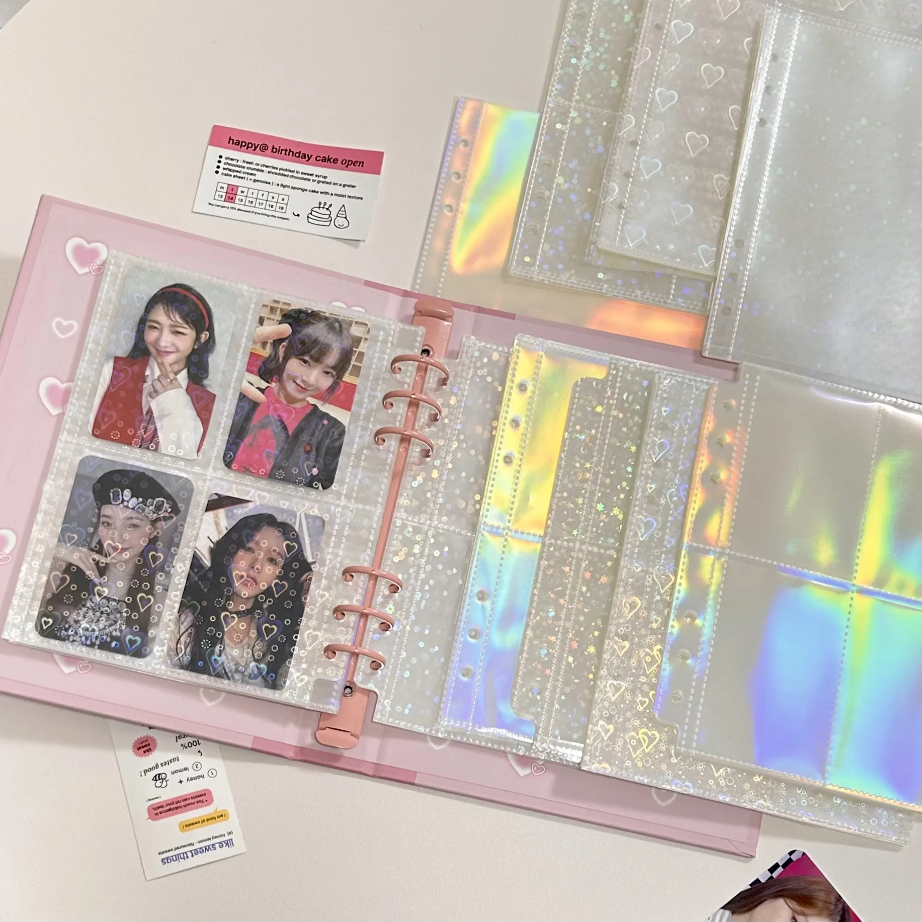 PVC Transparent Holographic Loose Leaf A5 A6 Photo Card Holder PVC Transparent Holographic Loose Leaf A5 A6 Photo Card Holder
