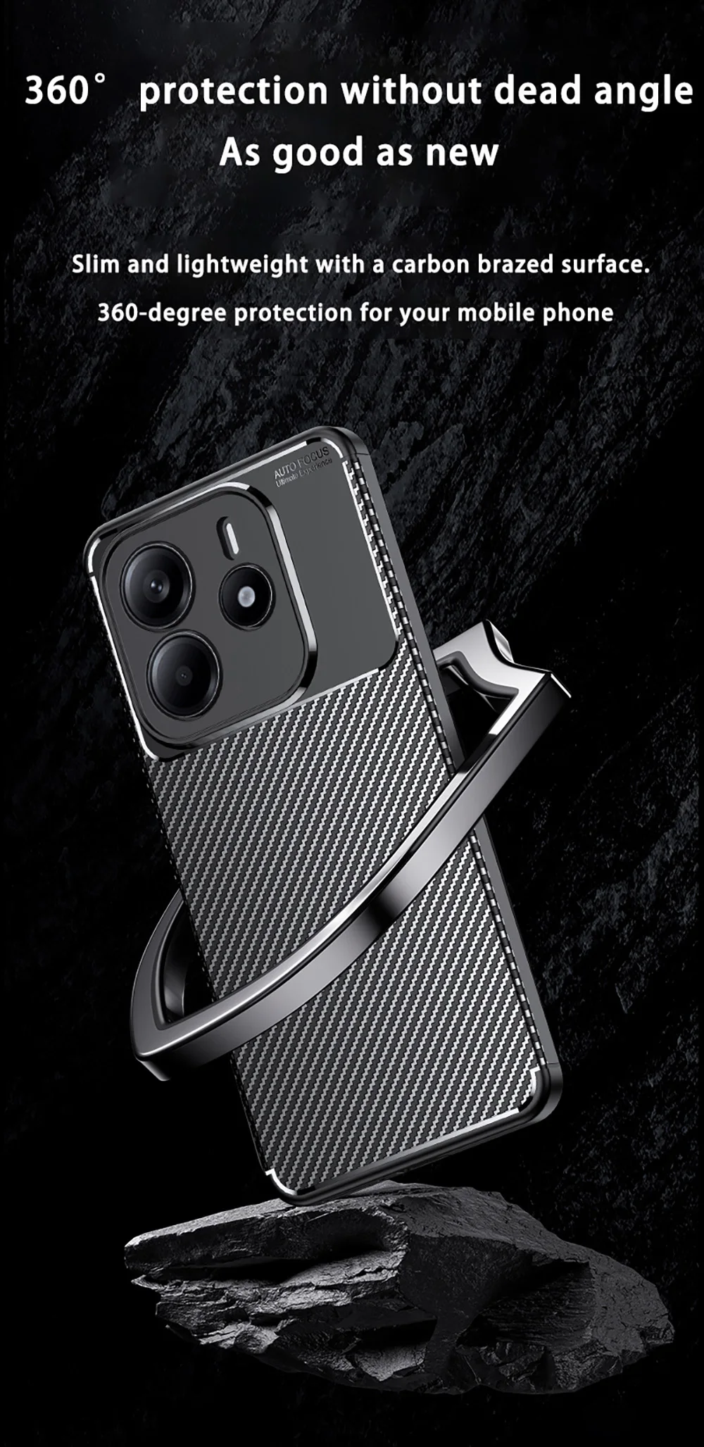 product laudtec carbon fiber texture phone cases for xiaomi note14 4g shockproof simple business back cover slim lightweight sjk1012-7