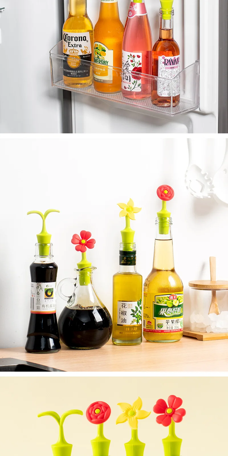 Flower Shaped Silicone Wine Stopper Red Vacuum Bottle Stopper with Household Sealed Kitchen Seasoning Cap for Red Wine Storage manufacture