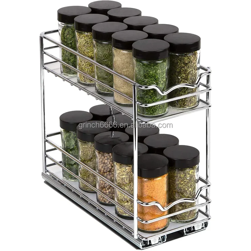 Rev-A-Shelf Organizador de estante extraíble de 30 pulgadas para gabinetes  de cocina base, estante de especias de relleno con cierre suave, madera