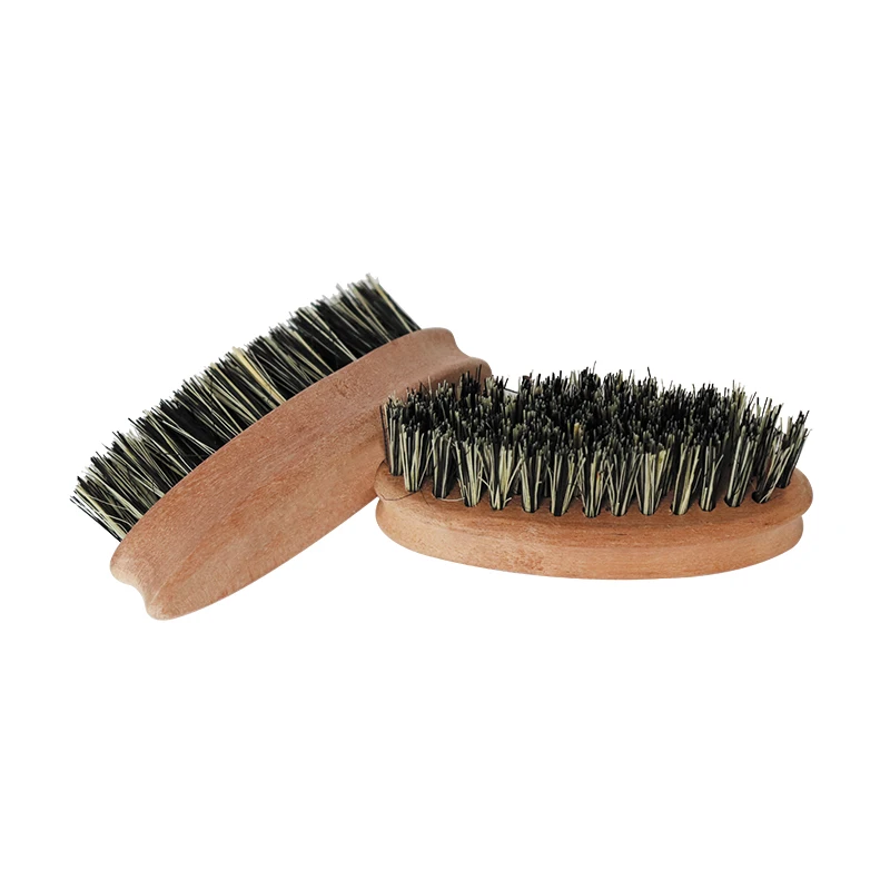 Factory Supply Custom Logo Vegan Beard Brush Natural Plant Fiber Tampico Bristles Walnut Handle Beard Grooming Brush for Care