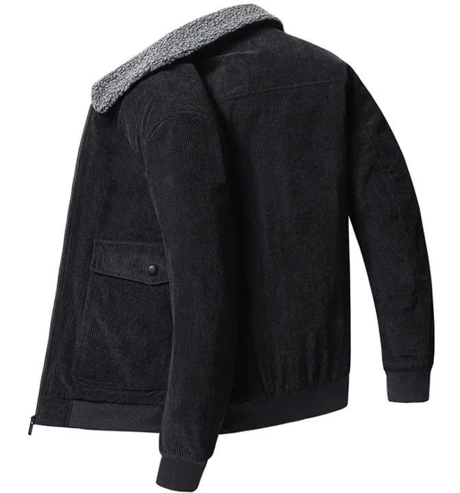 Men's warm winter loose plus size casual corduroy jacket fashion brand lamb wool clothing jacket