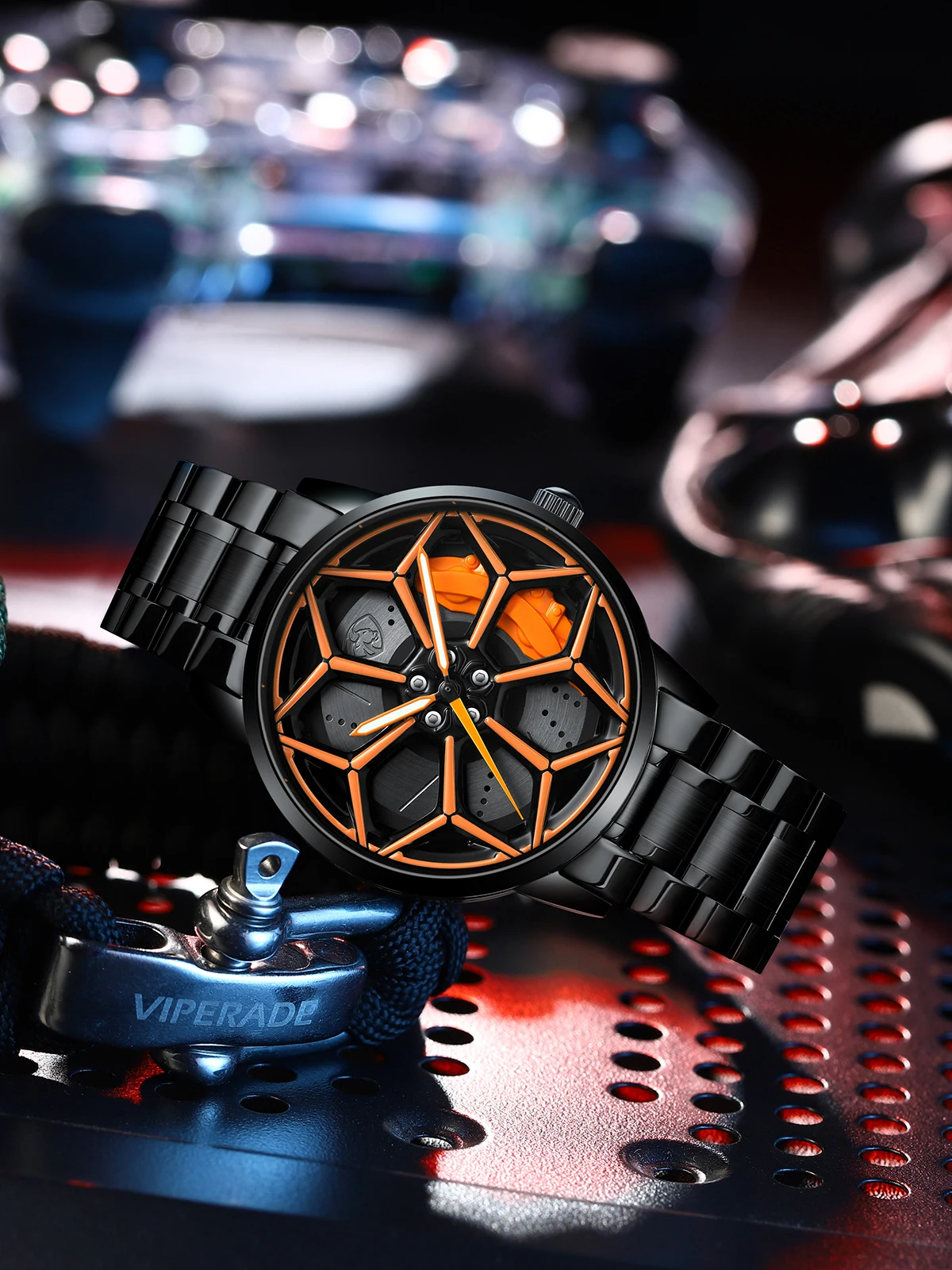 Original 3D Official Gyro Rim Watch High Quality Wholesale Wheel Watches Quartz Waterproof Wrist Car Wheel Watch Lambo URUS