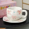Jl-1060-007o taza y plato - lazo rosa - 350ml