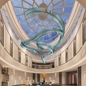 Stylish Custom Designed Non-Standard Oval Pendant Light Unique Green Acrylic Indoor Hotel Mall Chandelier