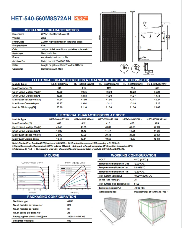 Solar Power System 540W 545W 550W 555W 560W for Solar Module for Ground ...