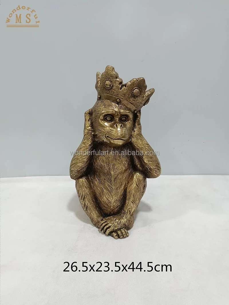 Monkey sculpture polyresin animal resin crafts ceramic gold monkeys statue polistone figurine home decoration