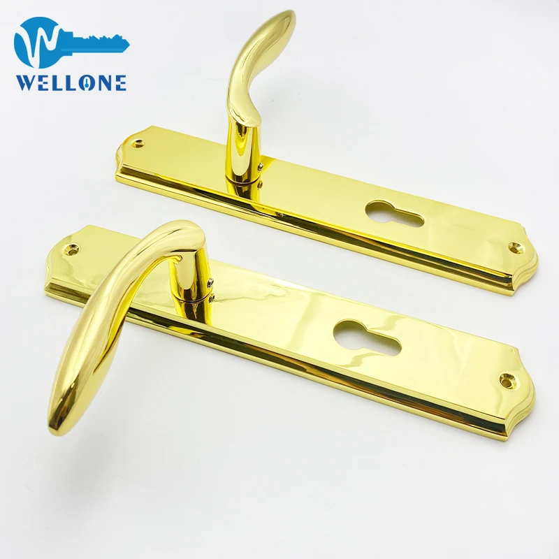 Luxury Modern Interior Wood Door Handle Set Zinc Alloy Gold Color