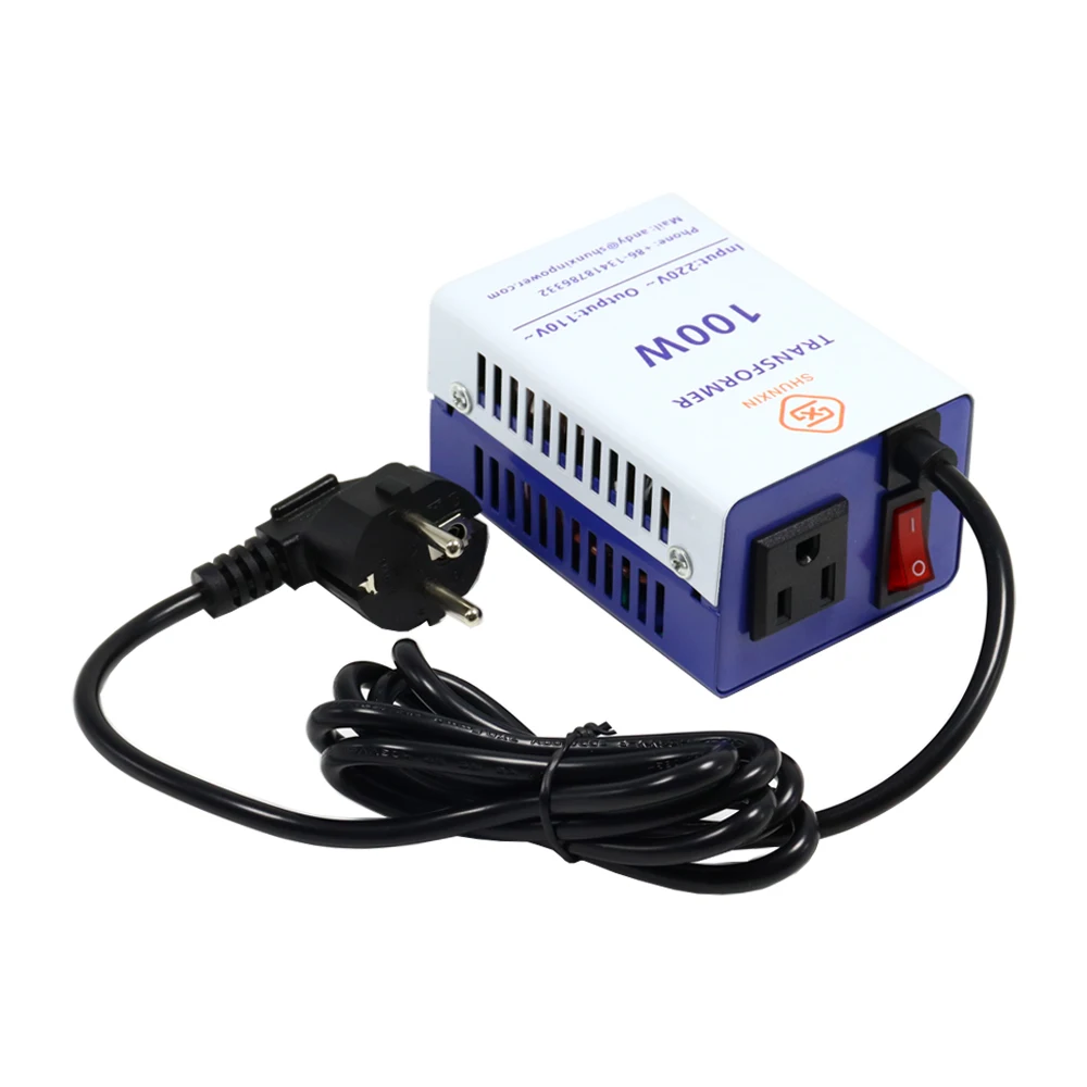 SHUNXIN 100Watts Continuous Full Load Capacity Power Transformer 220V 110V Step Voltage Converter Aluminum Material 50Hz