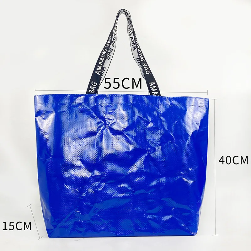 Customizable PP Woven Handbag Eco-Friendly Fashionable Blank Shopping Bag with Colorful Logo Spot Weaved