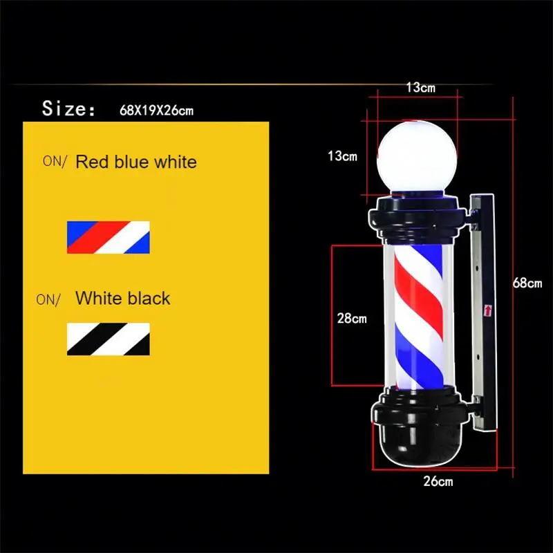 Professional Hair Salon Turn Light Hairdressing logo Light Wall Hanging Rotating Led Fashion Turn Light Barber Pole Set