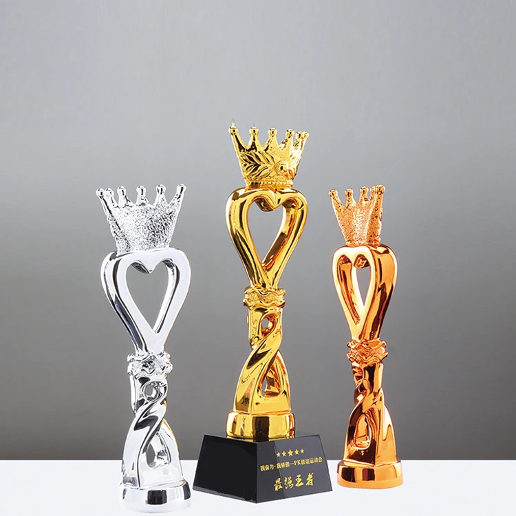 Trofeo de copa de oro de la corona premios trofeo personalizado con grabado  en base contemporánea