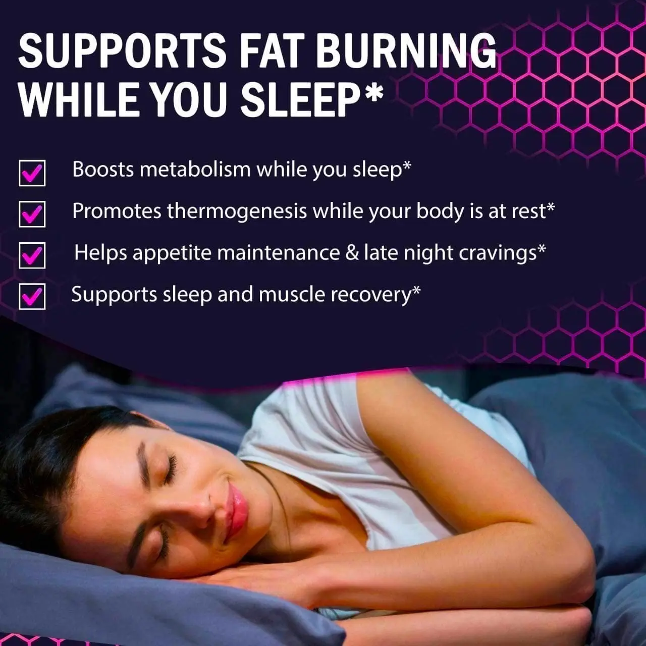 Night Time Fat Burner Capsules Supplement Sleep Aid Diet Pills Support Fast Metabolism Booster Belly