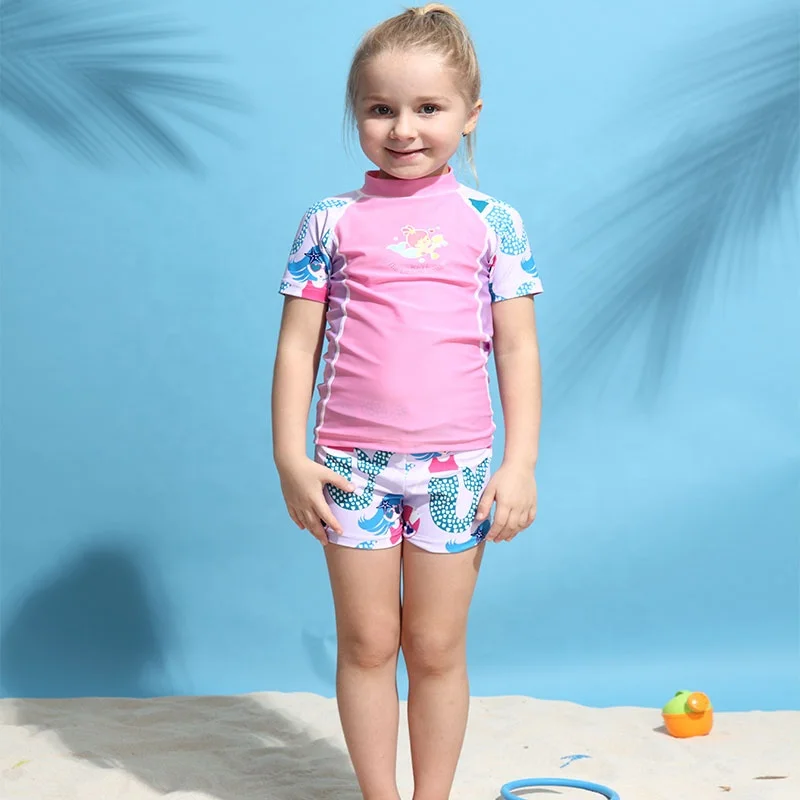 Skin Protection Swimming Suit Short Sleeve Rash Guard Swim Anti Uv Rash ...