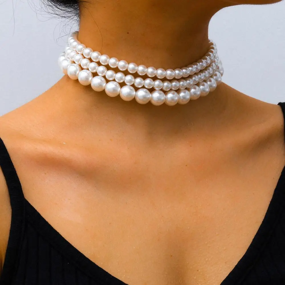 Buy Multi Layer Pearl Choker Necklace 
