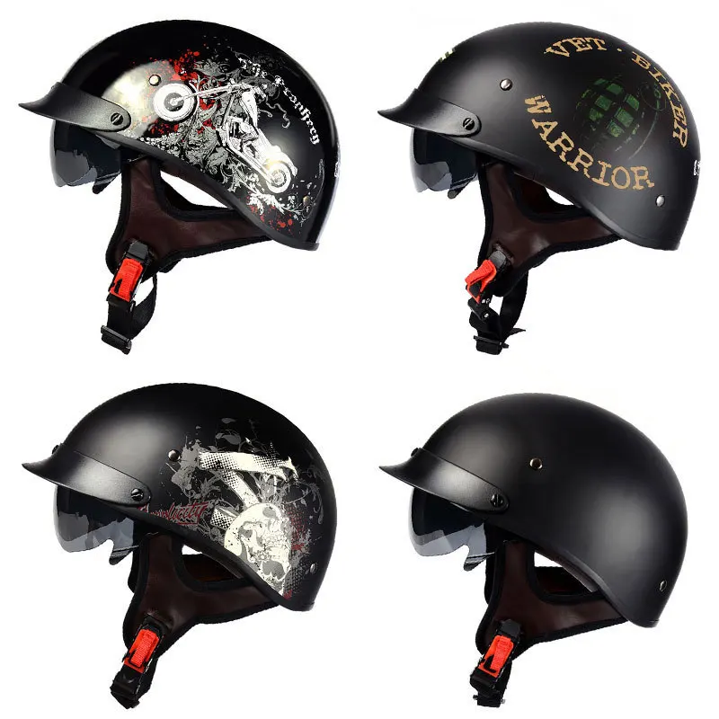 Customize Retro Motorcycle Helmet Shiny Moto Helmet Scooter Vintage ...