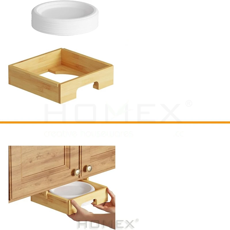 9inch Paper Plate Dispenser,Under Bamboo Plates Holder,Kitchen