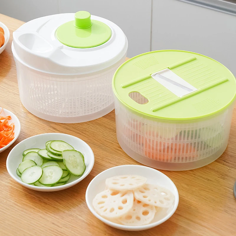 Кухонная корзина для слива 360 градусов ручная многофункциональная сушилка салата с 2 лезвиями овощерезка