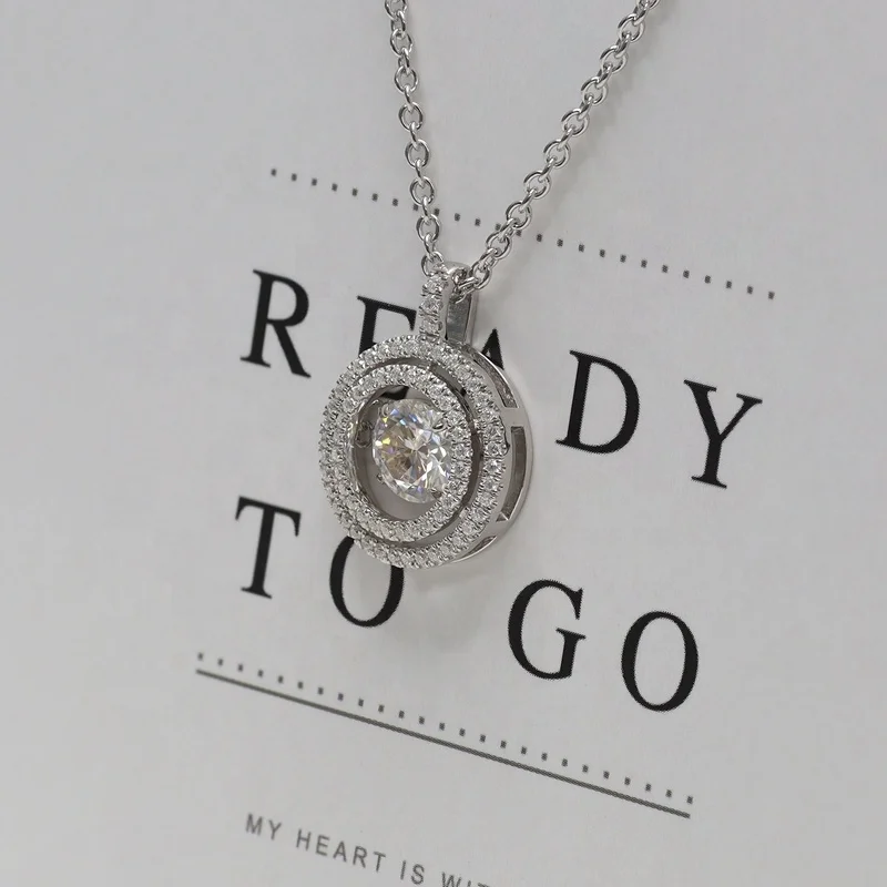 DE VVS1 Moissanite Smart Pendant Necklace 2ct Sterling Silver925