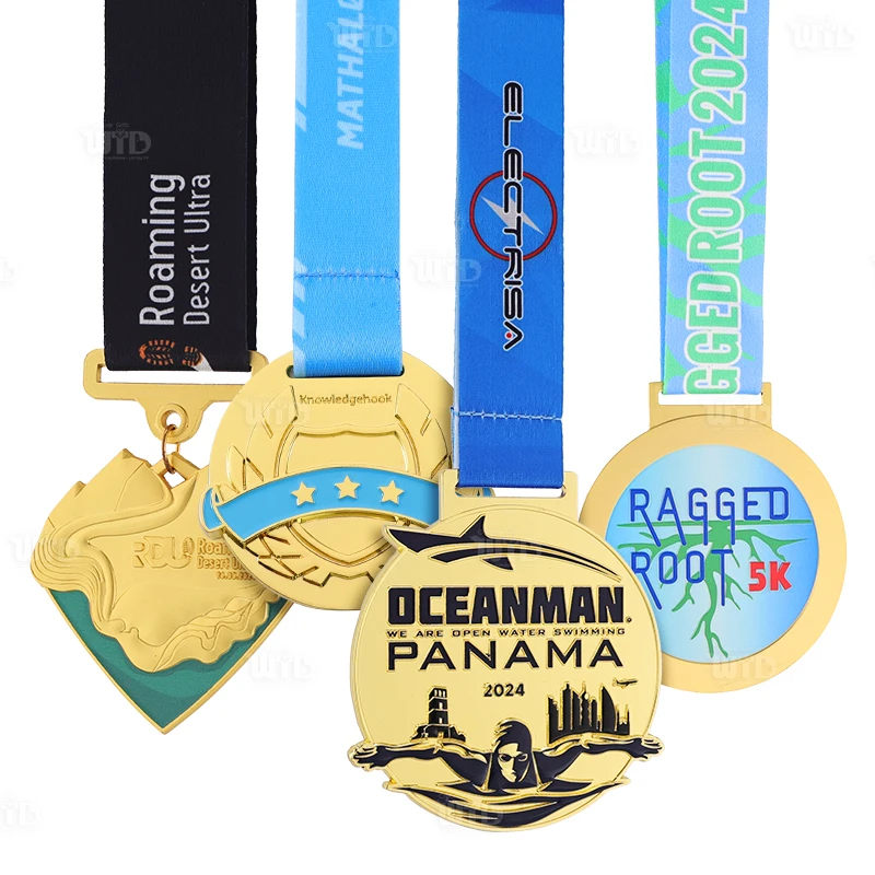 Crie Sua Própria Medalha Esportiva Personalizada com Fitas, Maratona, Corrida, Natação, Medalha de Conclusão, Medalha Metálica Dourada 3D
