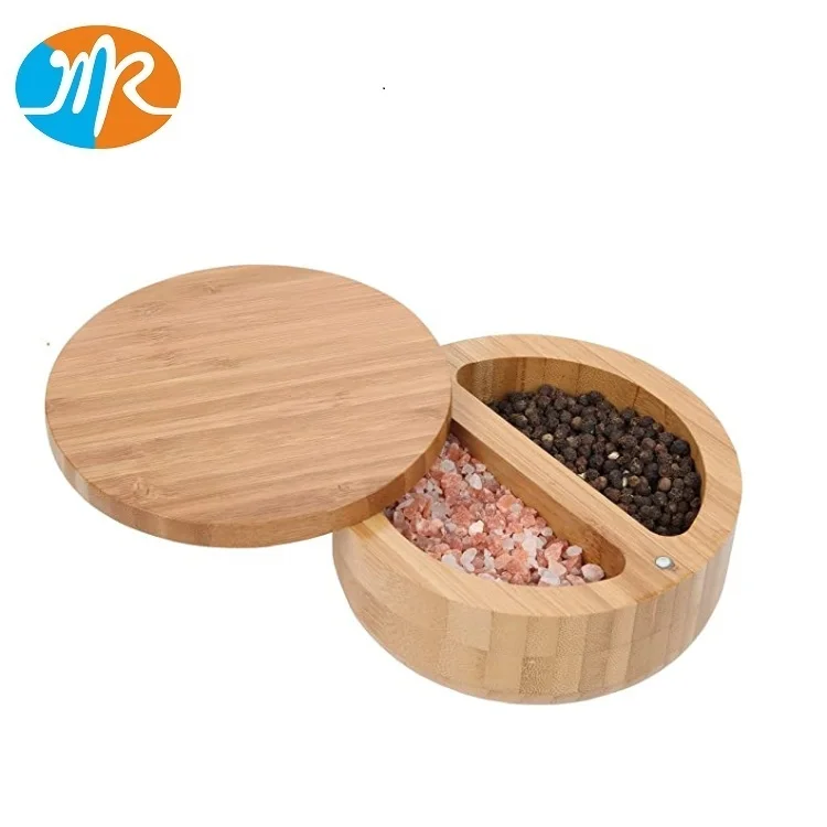 Деревянный ящик для соли и перца с магнитным замком бамбуковый разделенный держатель специй