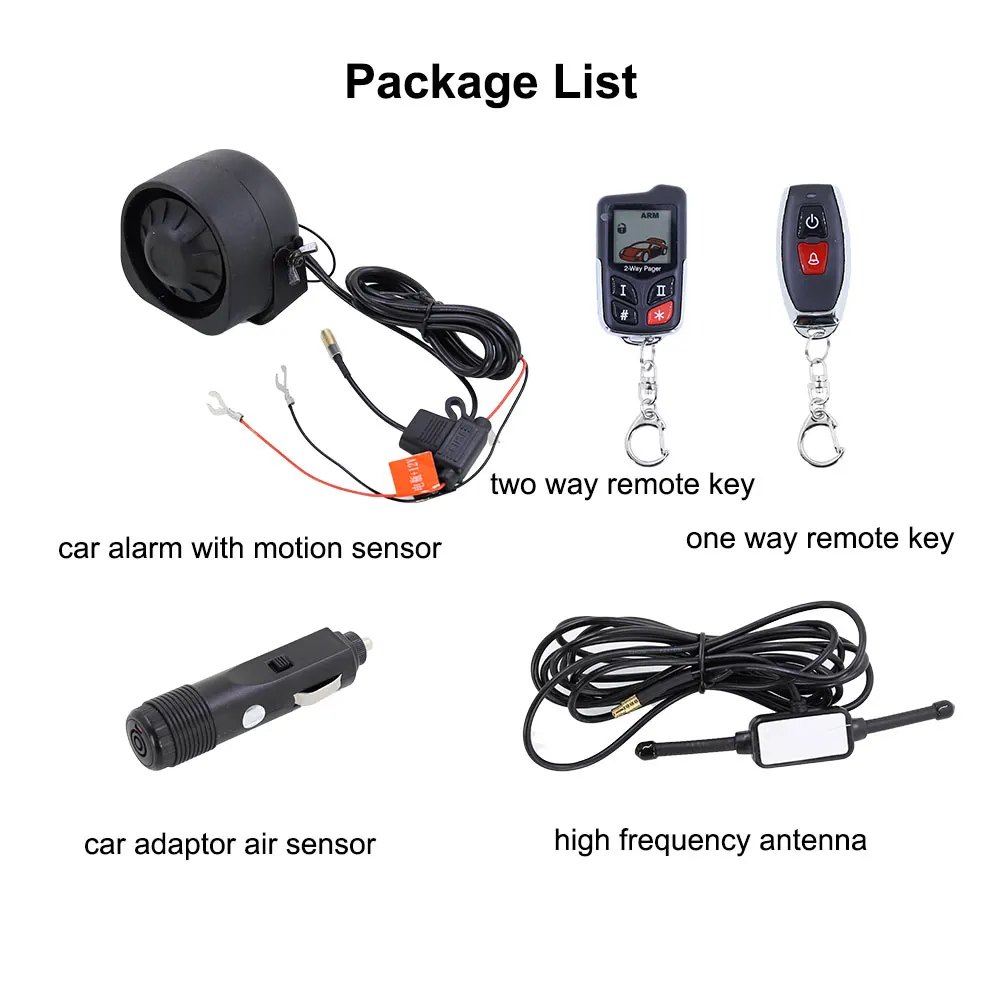VJOYCAR Hot Car Alarm System Way LCD Wireless Air Sensor Vibration Siren  Door Trunk Open Alert DIY Install New Car Security