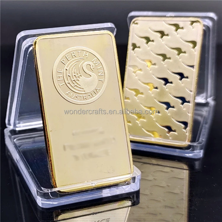 Non-Pure Gold Commemorative Ornament Gift Premium Gold Plated Alloy Collectible Bar Decorative Gilded Metal Ingot for Display