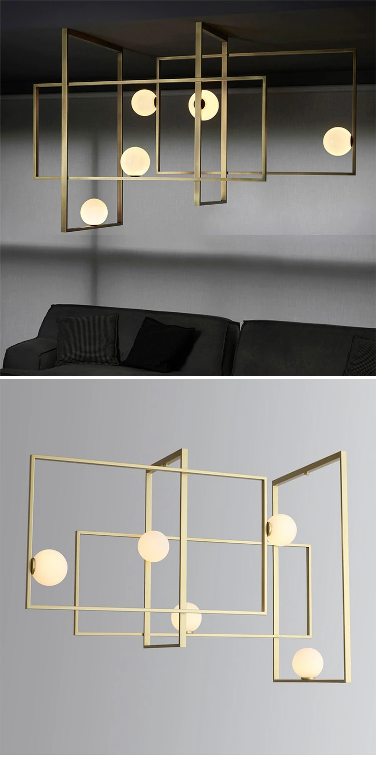 cpl 26 residential decoration chandelier metal rectangular frame custom modern led pendant light-2