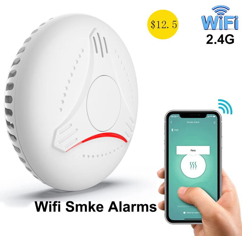 It has CE EN14604 Certified Wireless independent WiFi smoke detection smoke alarm, which is powered by lithium battery for 10 ye