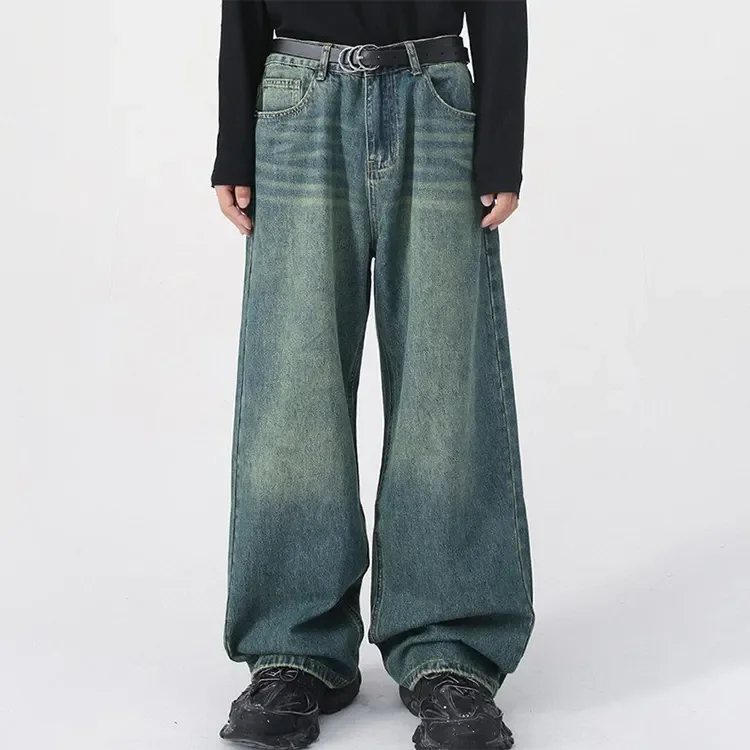 Wholesale Streetwear Mens Denim Jeans Black Loose Fit Jeans Straight ...