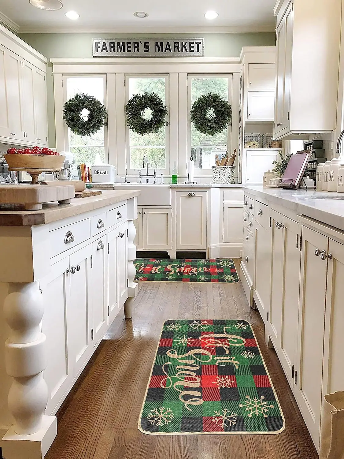 Red Merry Christmas Kitchen Rug Sets   Decorative Area TPR Backing Floor Doormat manufacture