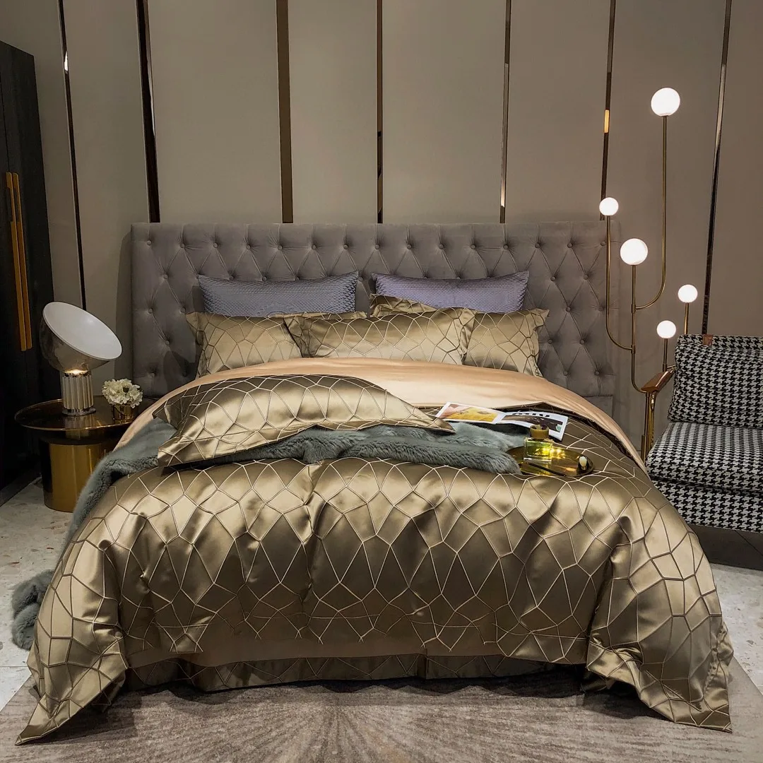 European Style Custom Brand Luxury Duvet Cover Cotton Satin Jacquard