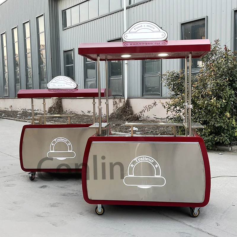 Portable Snak Cart for Parties Folding Food Cart Lifting Canopy Chestnuts Stand Grill Kiosk for Sale