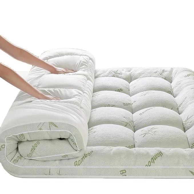 Bamboo Mattress Topper King Size Cooling Mattress Pad Extra Thick Quilted Fitted Mattress Topper for Back Pain