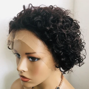 Colombian Virgin Raw Hair pixie bob haircut short Human hair wig black women pixie lace front wigs with transparent Hd lace