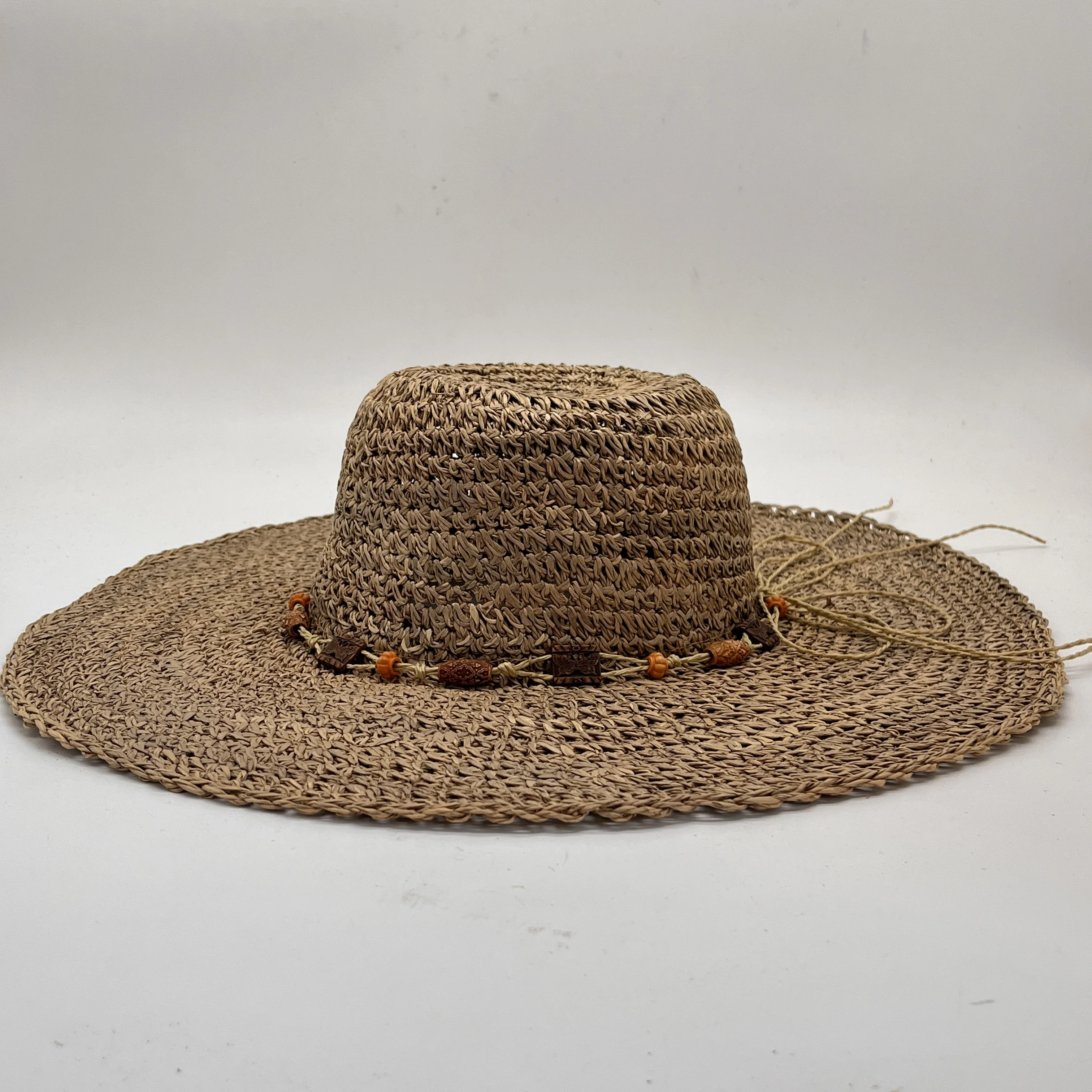 Wholesale Beach Summer Wide Brim Hat, Foldable Paper Straw Hat_voghion.com