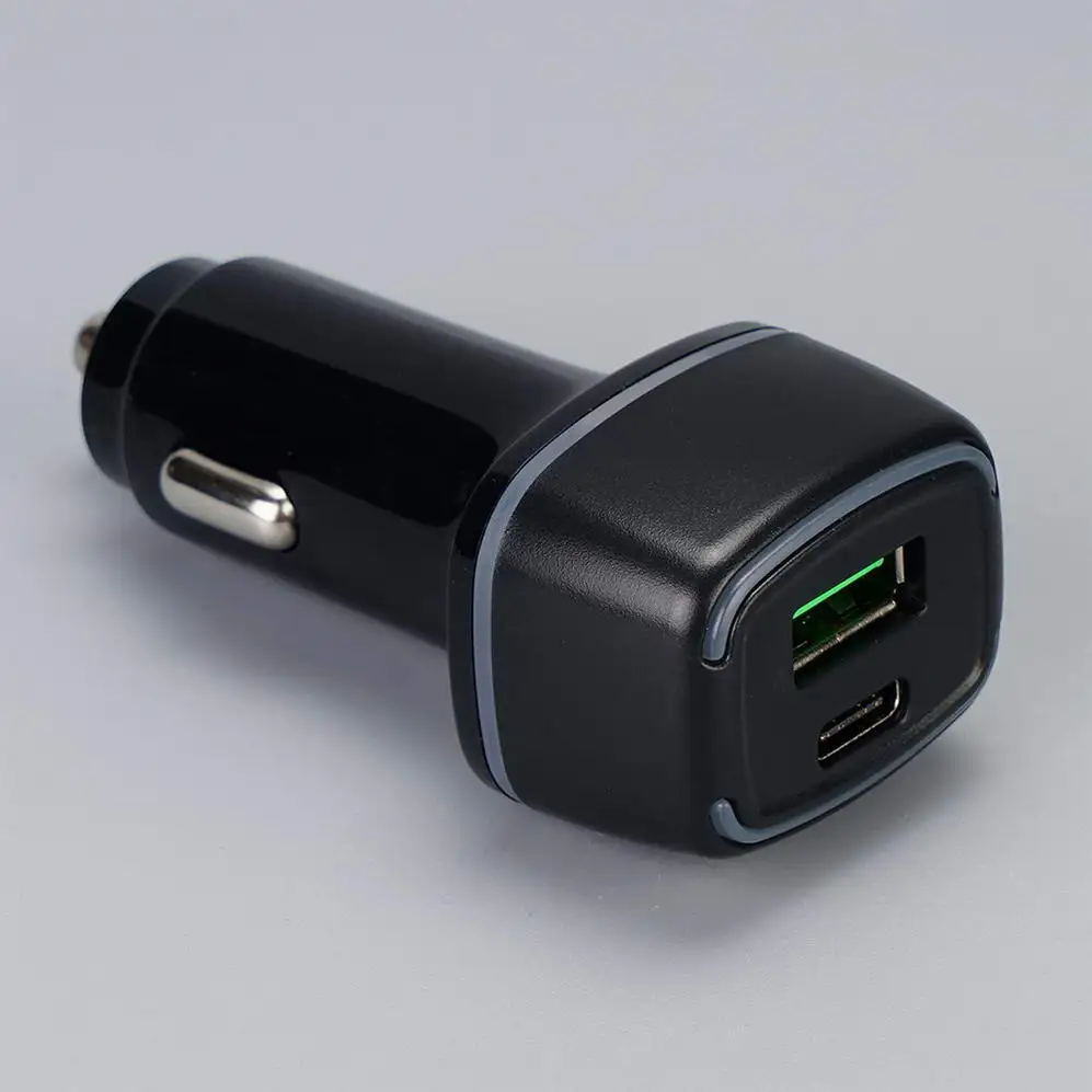 1 USB-A + 1 USB Type-C light ring Square 18W 3Amp QC 3.0 USB Wall Travel Charger Adapter Fast Mobile Phone Charger