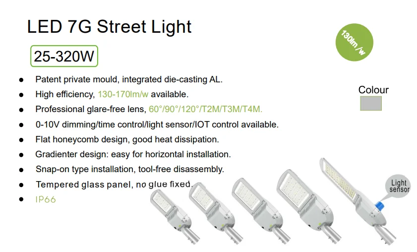 Aluminum Alloy Street LED Light IP66 Waterproof 130LM/W High Efficiency 0