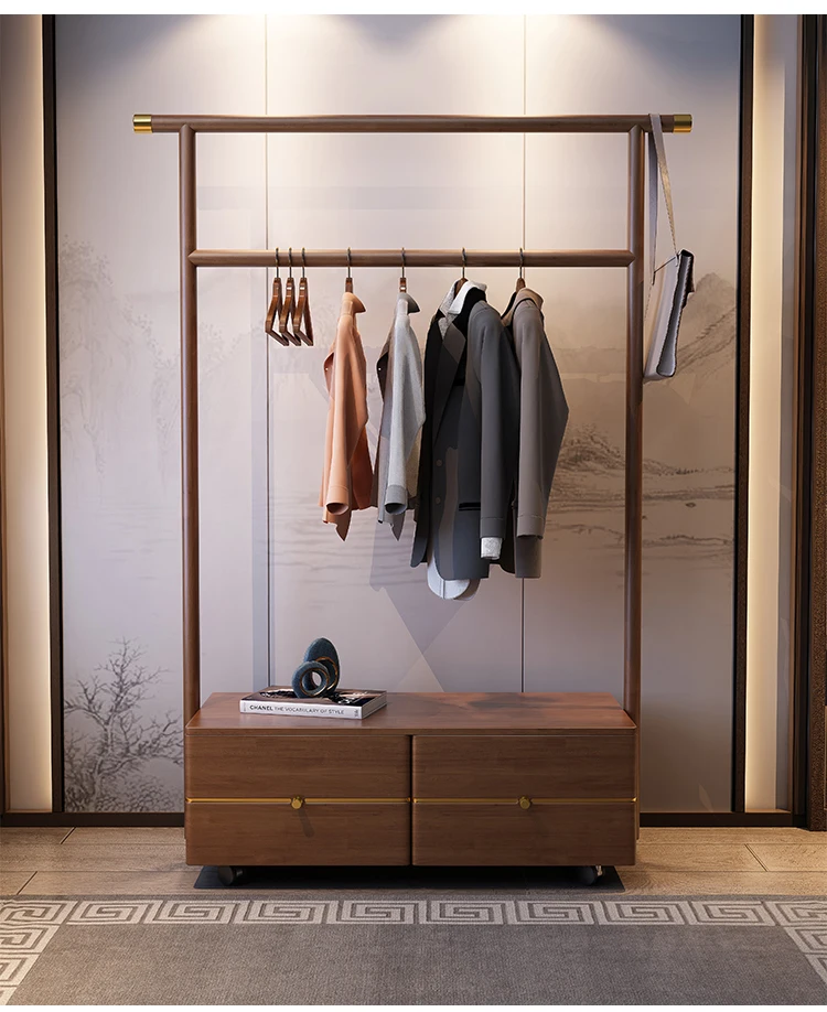 Natural Wooden Home Furniture Coat Clothes Hanging Rack Stand Entryway