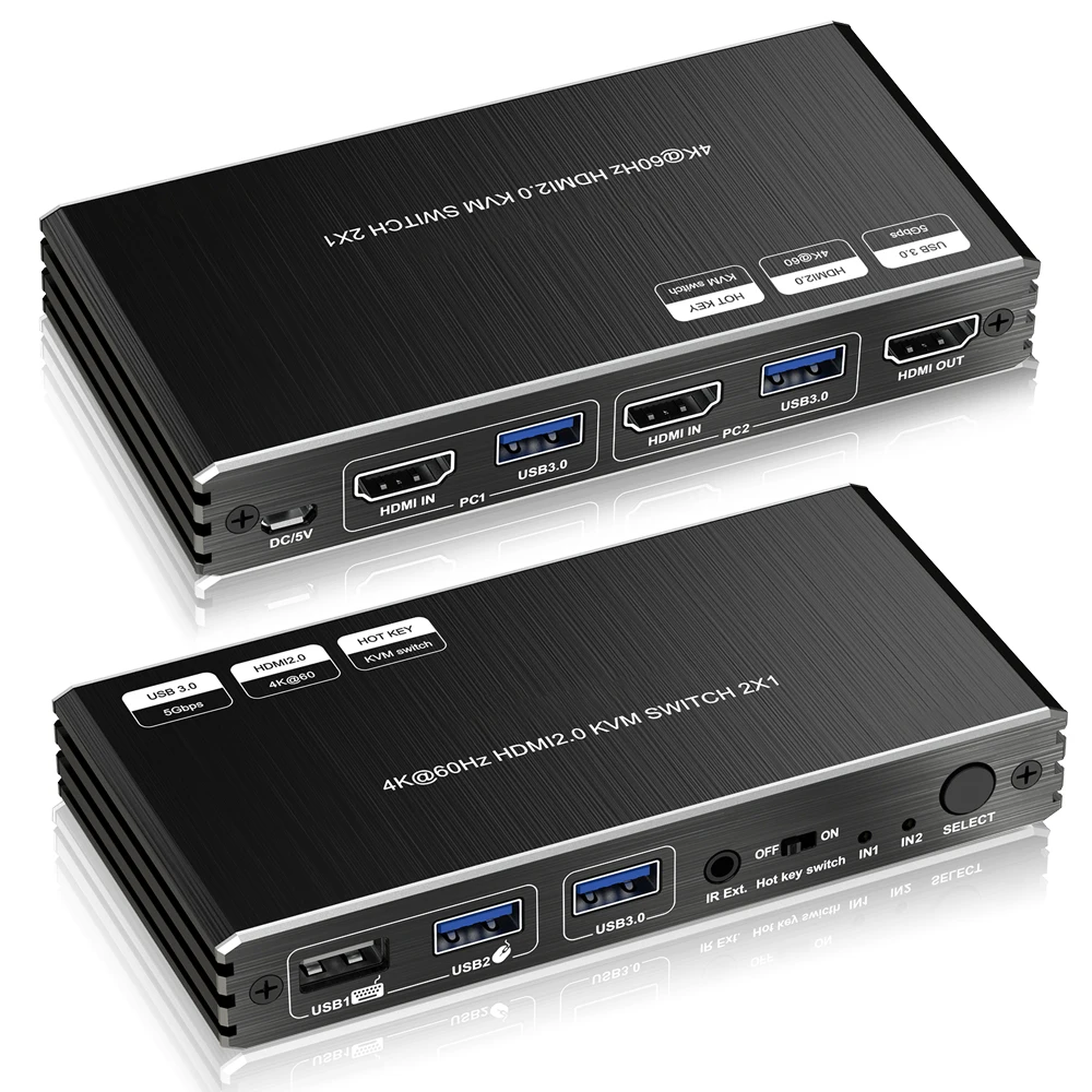 8K HDMI Switcher 2 in 1 Out Audio Extractor Support Atmos Soundbar SPDIF Toslink RCA Audio Remote Control ARC Auto Switch
