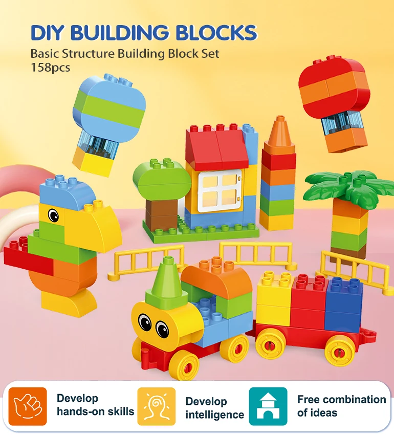 158pcs educational puzzle toys block set toy construction plastic diy building assembly building blocks toys for child