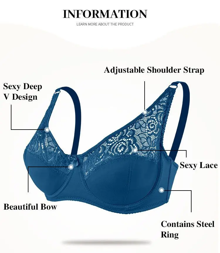 Women Underwear Large Size Breast Cup Bra Lace Underwire Bra - Buy ...