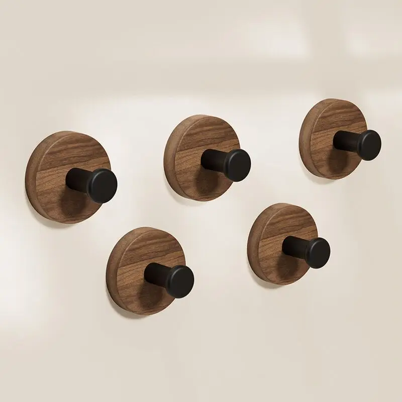 Nordic Style Bedroom Single Hook Small Walnut Wood Coat Rack Wood Decorative Wall Hook