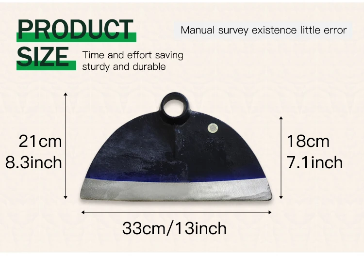 product chinese factory customized  wooden  handles  forged  steel garden  metal farming  tool half  moon weeding  hoe head-3